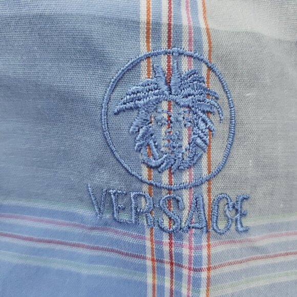 *RARE* Gianni Versace K2000 Plaid Shirt Mens XL Blue Grey - Picture 7 of 13